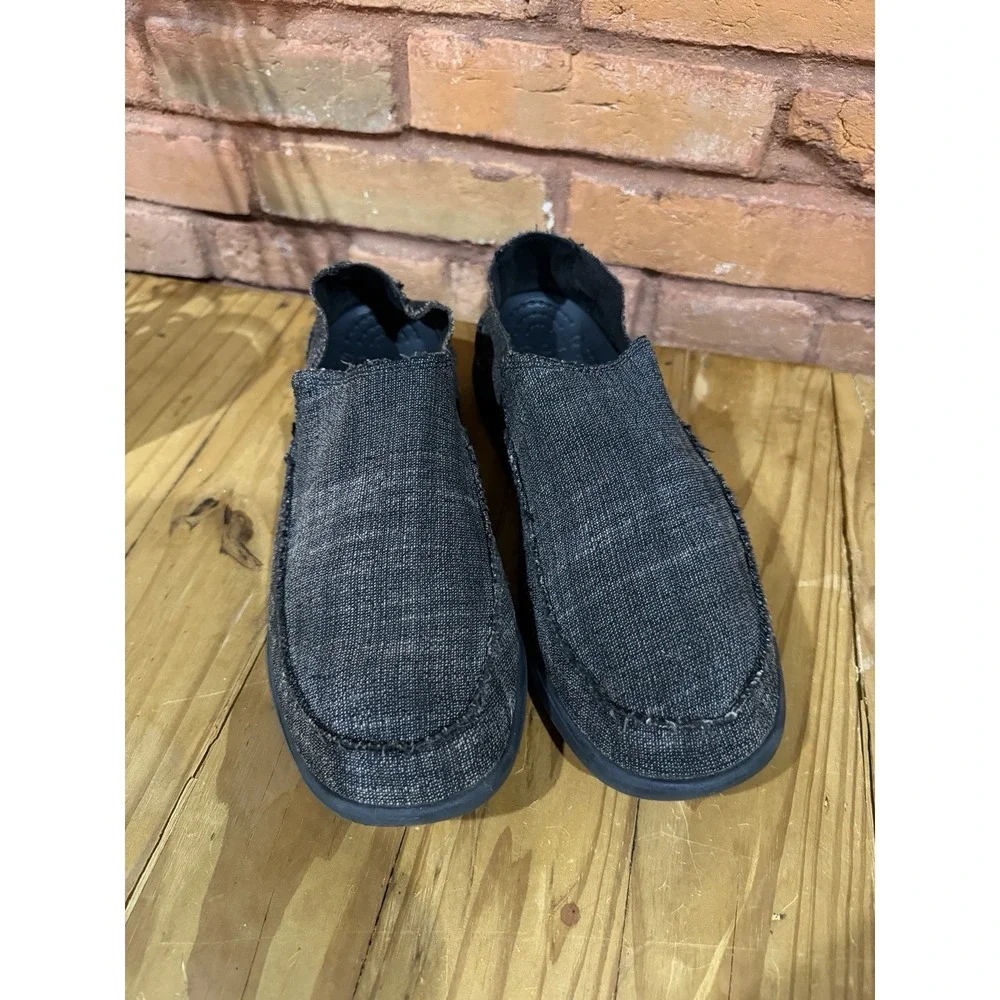 Crocs Men's 10 Santa Cruz Brown Shoes Canvas Triple Comfort Slip On Loafers